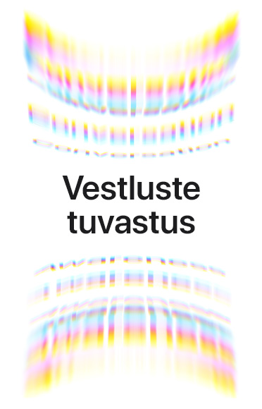 Ümberkaudsete helide lained, mida on kujutatud värviliste kaartena, üleval ja all, keskel olev sõnum: Vestluste tuvastus