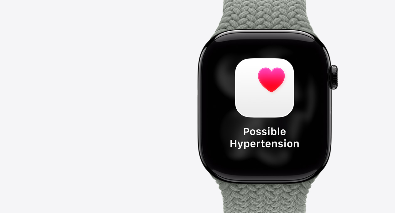 Apple Watch Series 11, possible hypertension notification appears onscreen and opens to provide more information, animation
